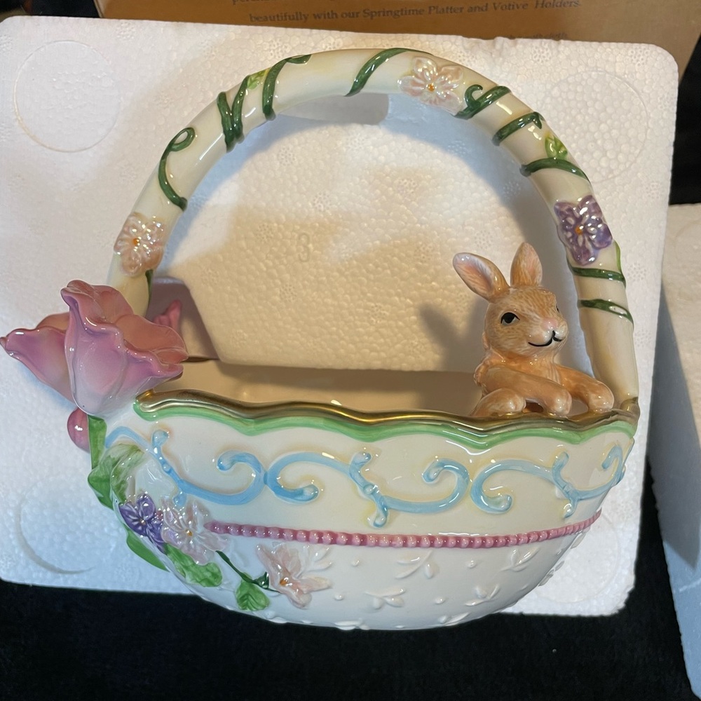 Avon Cream and Pink Accent Decor with Bunny and Floral Details